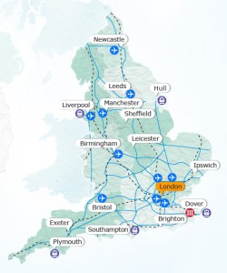 mapa_aeropuertos_inglaterra Mapa de aeropuertos de Inglaterra